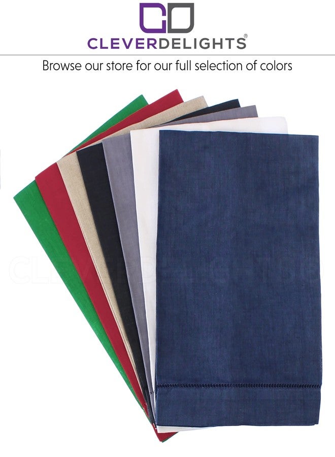 CleverDelights Green Hemstitched Hand Towels - 6 Pack - 14" x 22" - 55/45 Linen Cotton Blend - Image 4